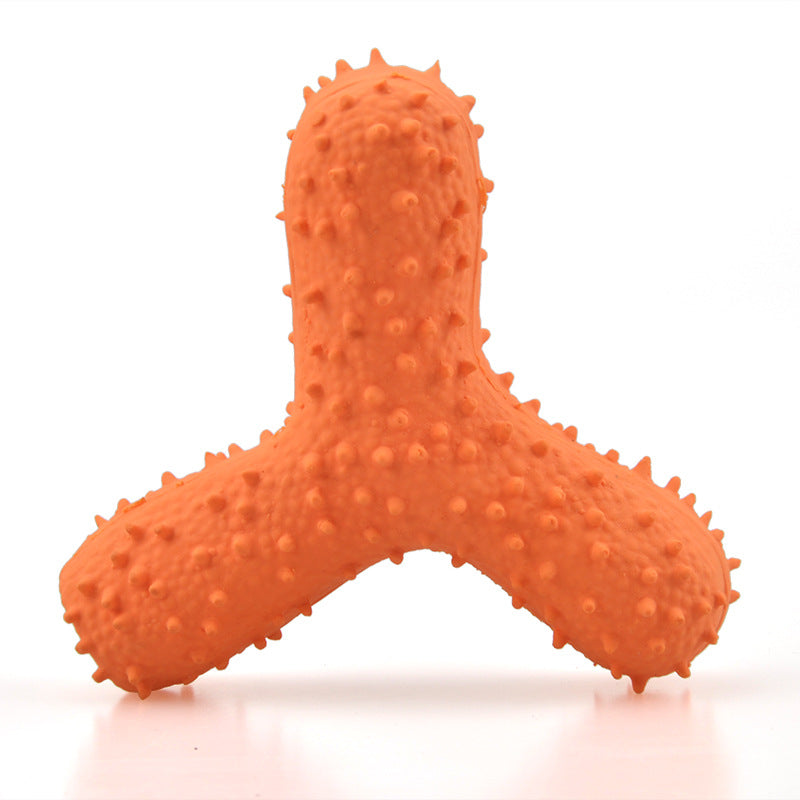 New Pet Latex Toy with Spiked Bone and Four-Corner Square Latex Sound Toy Durable Teeth-Cleaning Dog Toy