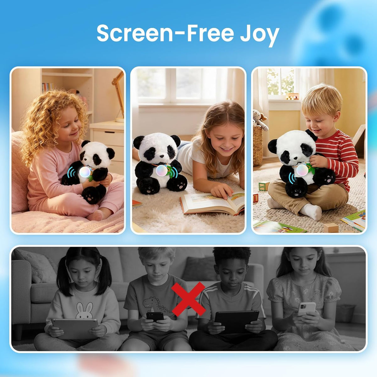 AI Panda Plush Toy for Kids with Interactive Stories, Screen Free Learning and Smart Conversations