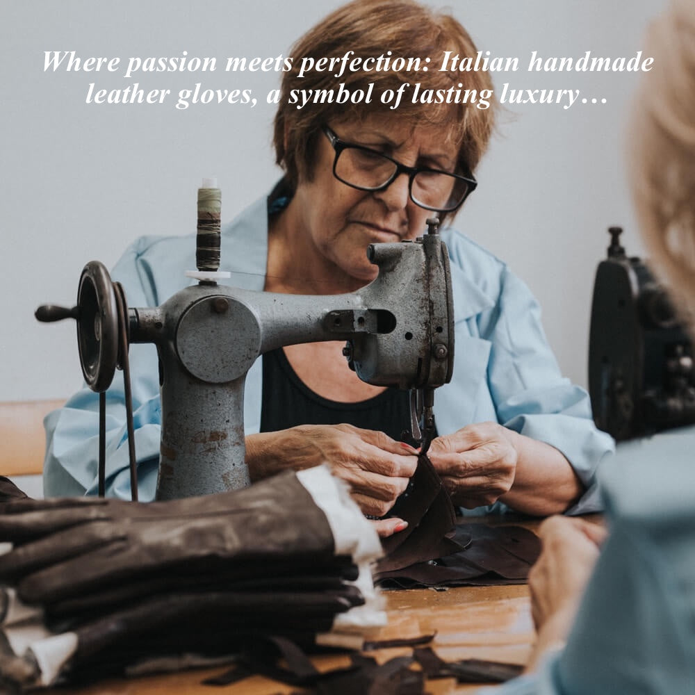 Antonio (orange) - Luxurious Italian peccary leather gloves with cashmere lining