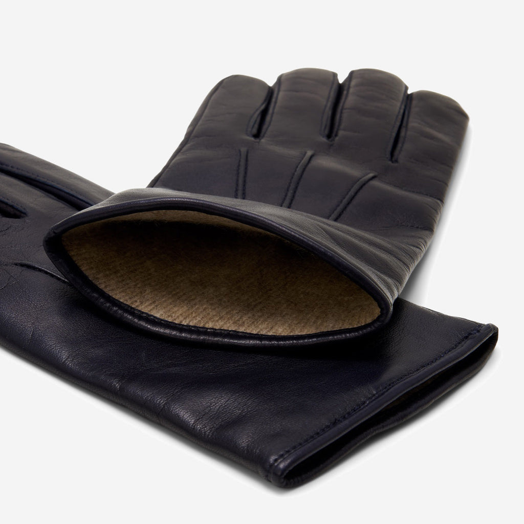Giovanni (navy blue) - Classic Italian lambskin leather gloves with cashmere lining