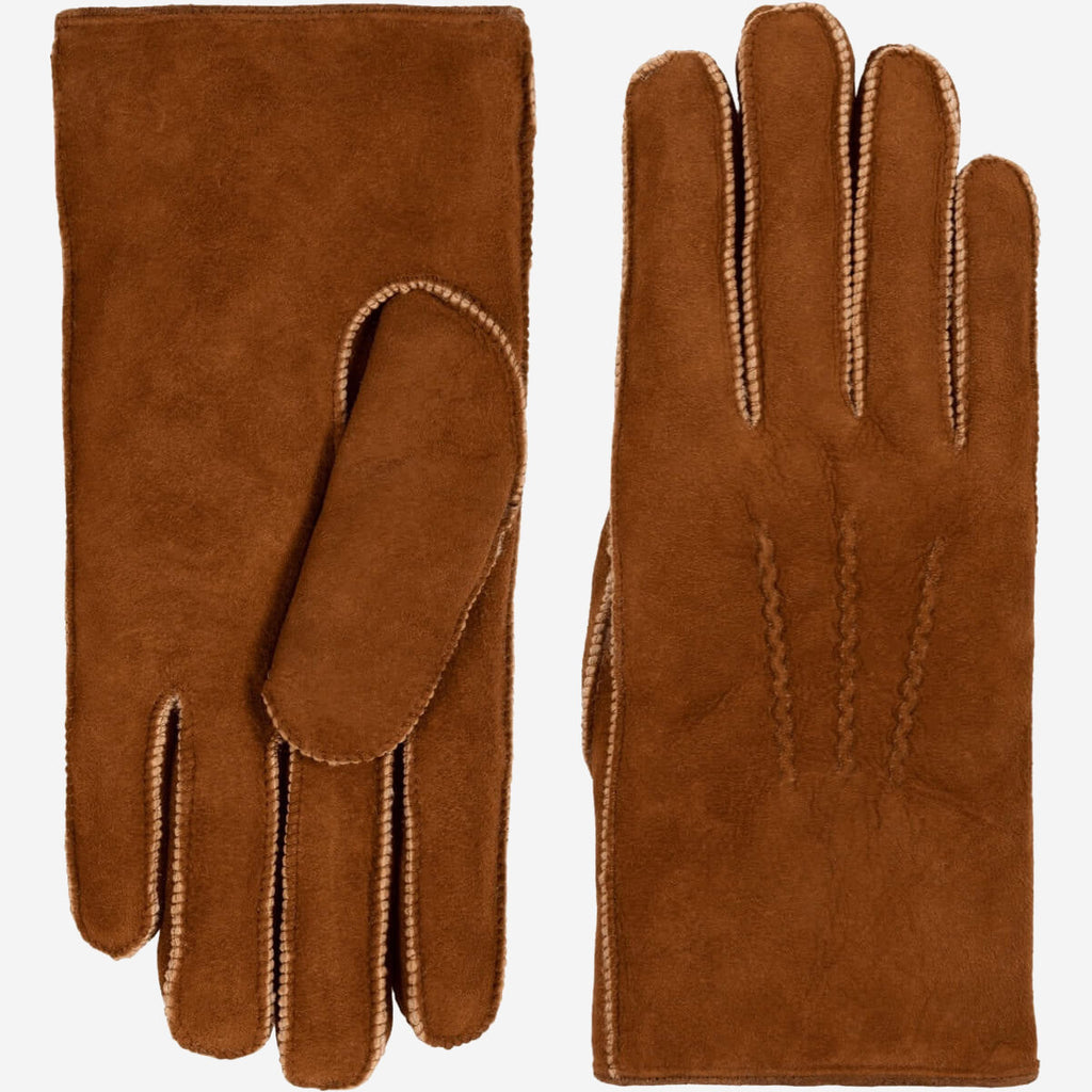 Jack (camel) – Suede leather gloves with luxurious sheep fur lining